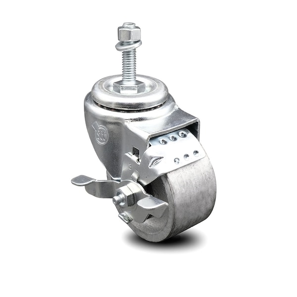 Semi Steel Swivel TS Caster w/Roller Bearing - 3" Wheel & 10MM Stem w/Brake